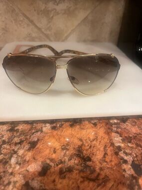 Dior Gold Frame Sunglasses with Brown Gradient Lenses